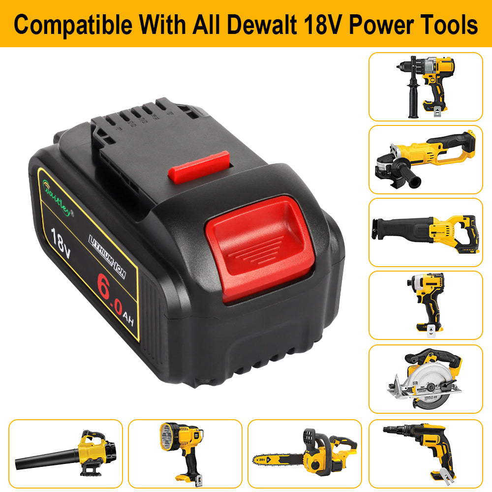 waitley 20V 6.0A Replacement Battery Compatible with Dewalt DCB200 DCD DCF DCG Series Cordless Power Tools