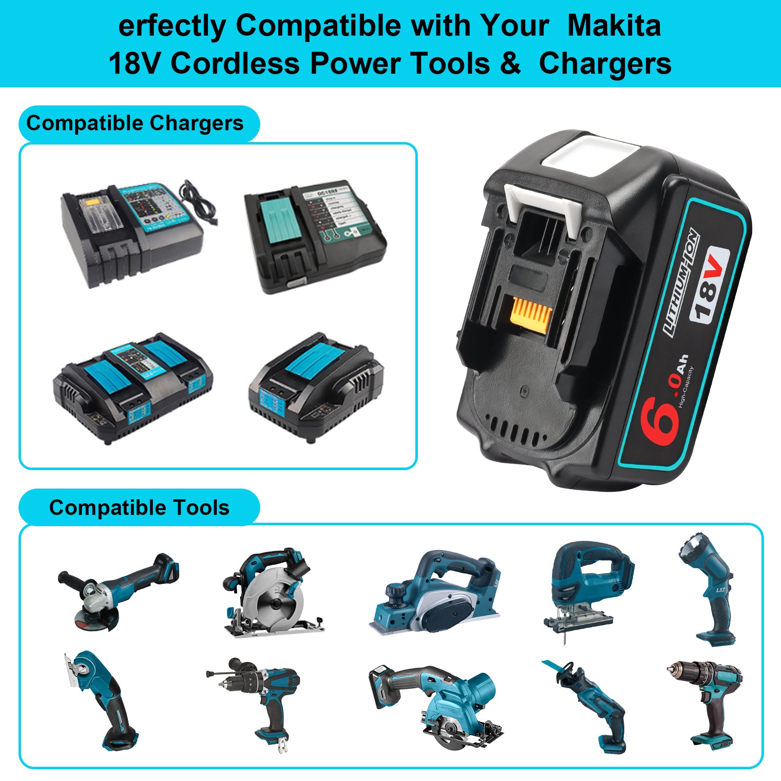 waitley 18V 6.0Ah Replacement Battery Compatible with Milwaukee 18v 6000mAh Lithium-Ion Battery Cordless Power Tools