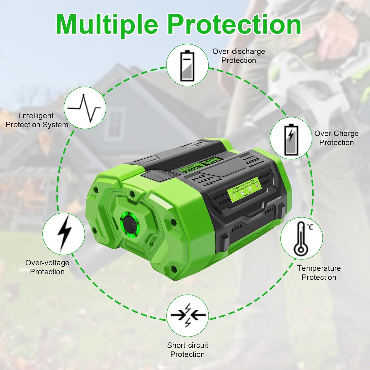Waitley 56V 5Ah Battery Compatible with EGO Power Tools