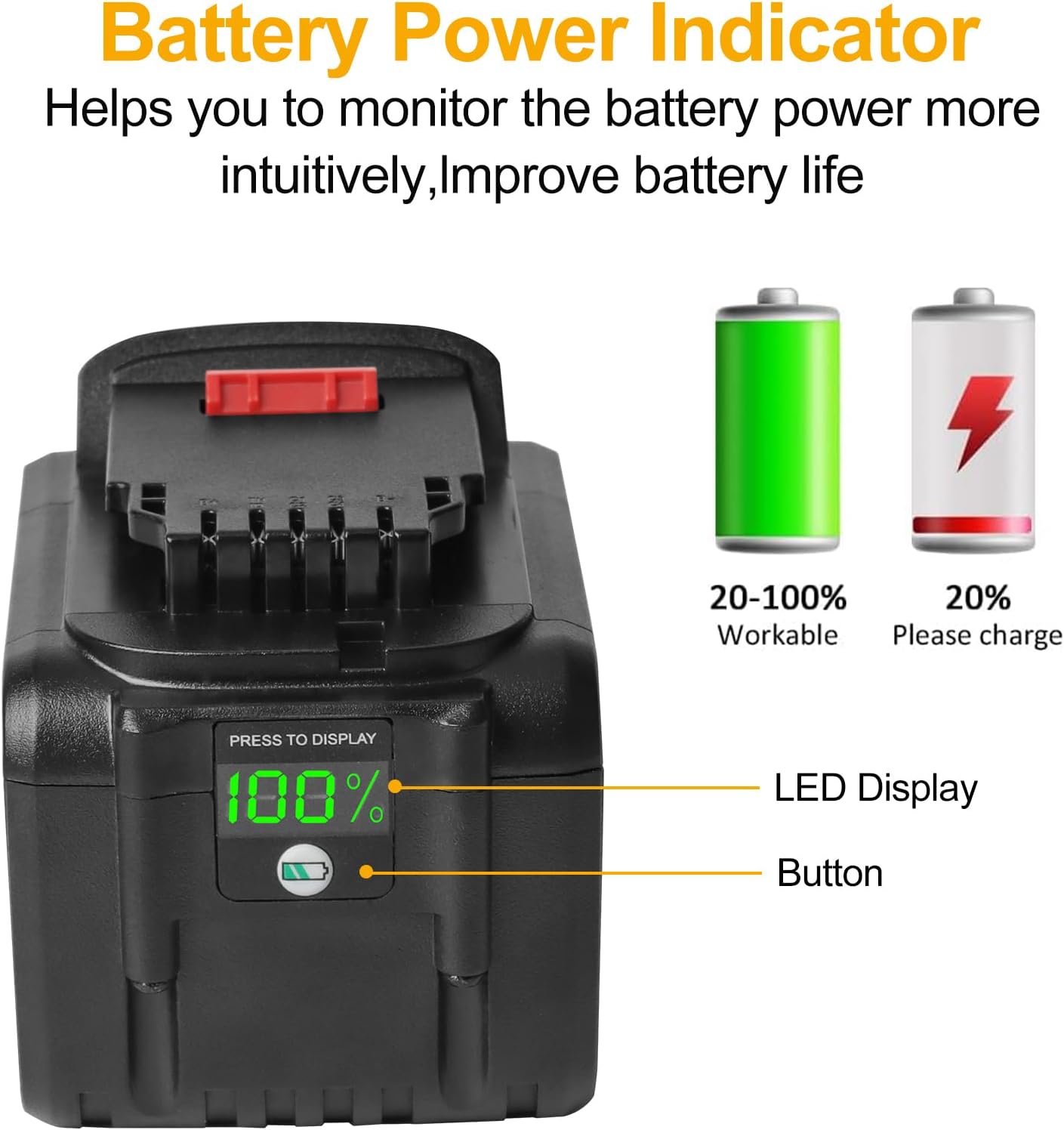 Waitley 20V 9.0Ah Battery Compatible with DEWALT Power Tools
