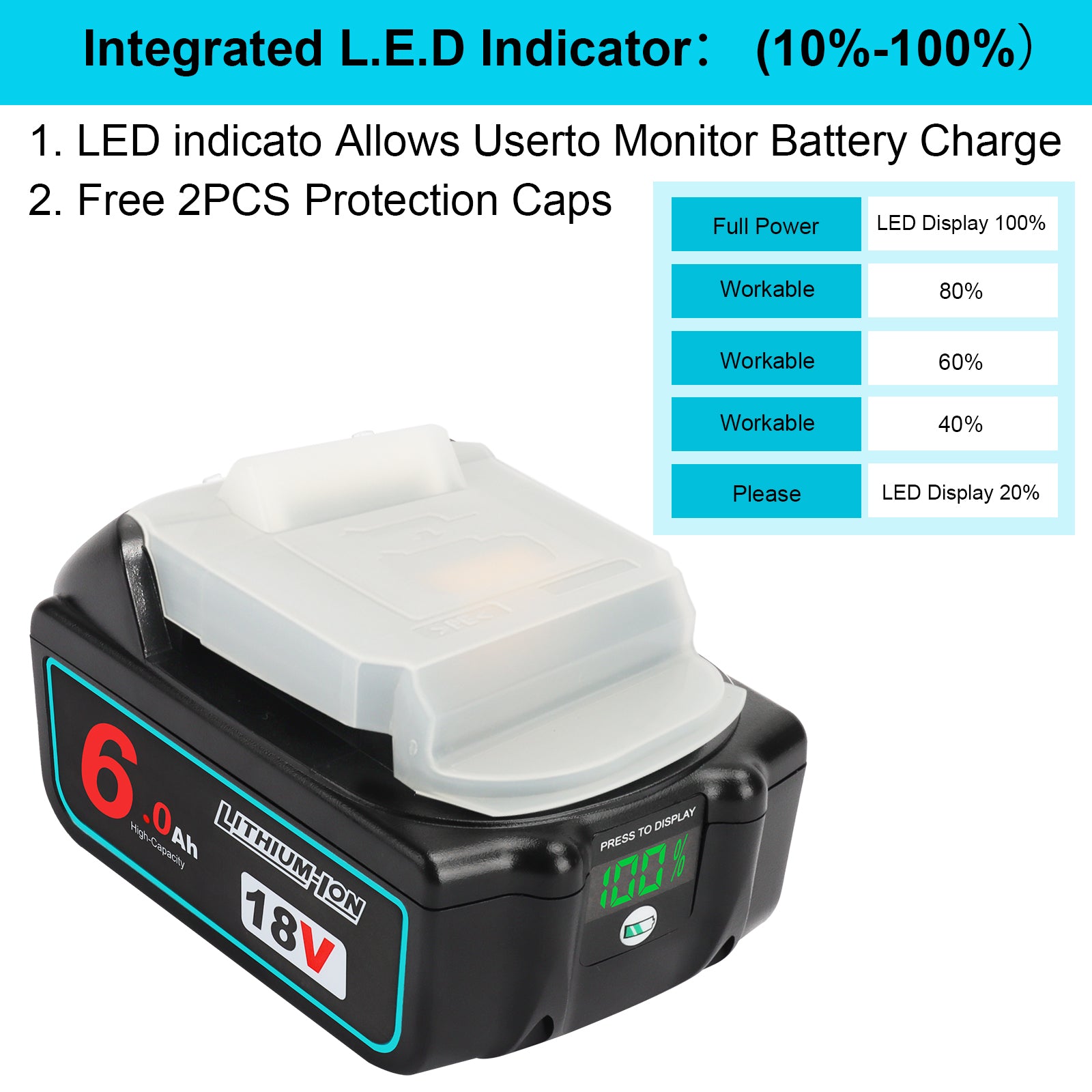 waitley 18V 6.0Ah Replacement Battery Compatible with Milwaukee 18v 6000mAh Lithium-Ion Battery Cordless Power Tools