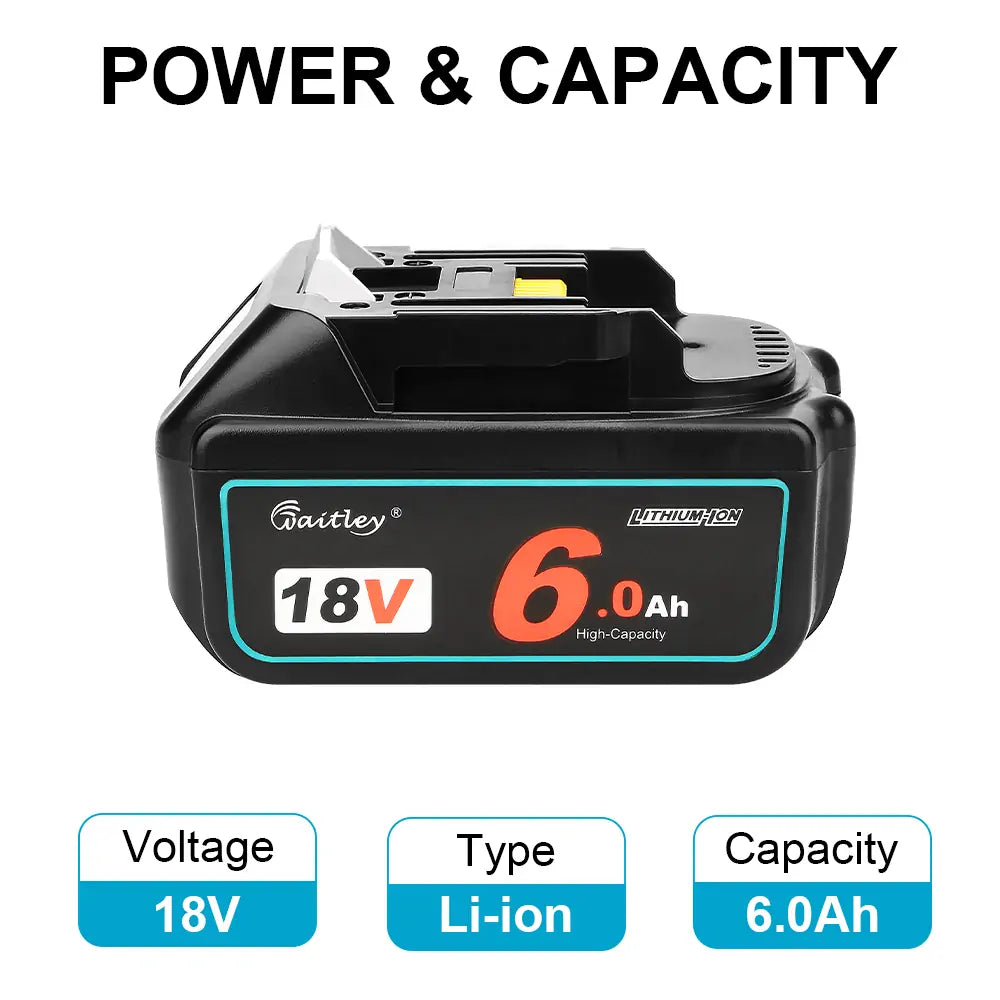 Waitley 18V 6.0Ah Replacement Battery Compatible with Makita Power Tools