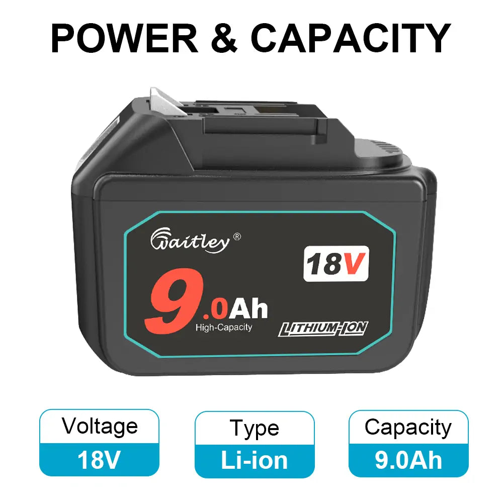 Waitley 18V 9.0Ah Replacement Battery Compatible with Makita Power Tools