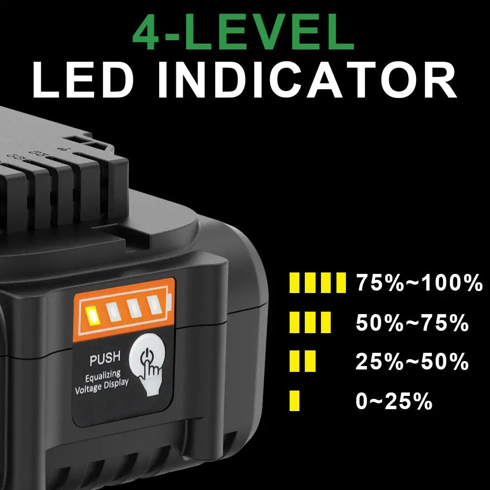 Waitley 20V 6.0Ah Battery with 4-Level LED Indicator