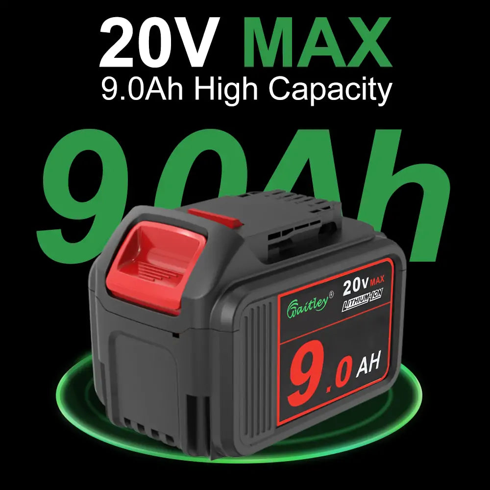 Waitley 2 Pack 20V 9.0Ah DCB209 Replacement Battery Compatible with DCB200 20V DCD DCF DCG Series Cordless Power Tools with LED Indicator