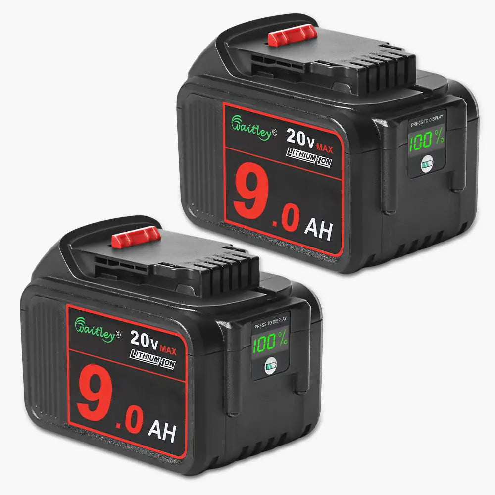 Waitley 2 Pack 20V 9.0Ah DCB209 Replacement Battery Compatible with DCB200 20V DCD DCF DCG Series Cordless Power Tools with LED Indicator