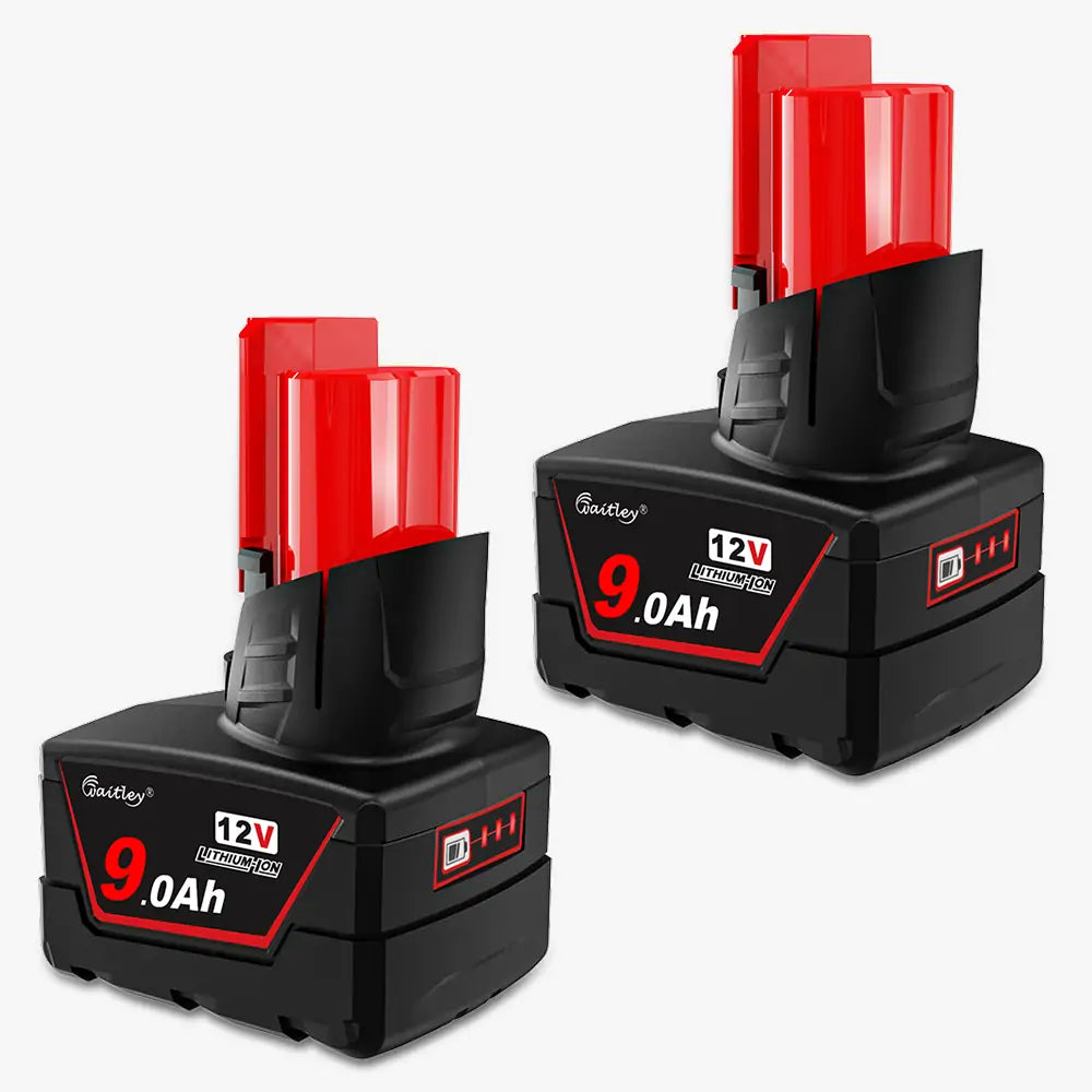 Waitley 2 Pack 12V 9Ah Replacement Battery Compatible with Milwaukee 12V Power Tools