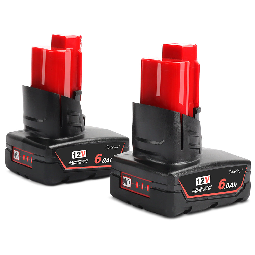 waitley 2 Pack 12V 6A Replacement Battery Compatible with Milwaukee 6.0Ah Power Tools