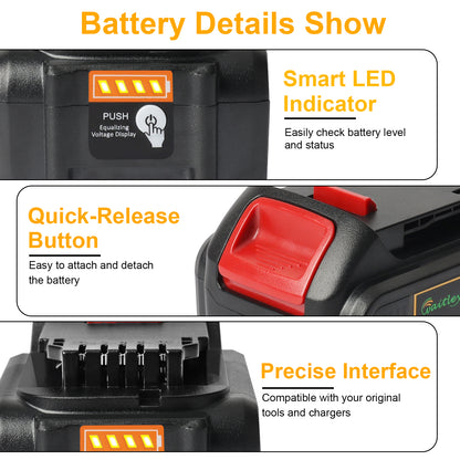 Waitley 2 Pack 20V 6.0A Replacement Battery Compatible with Dewalt DCB200 DCD DCF DCG Series Cordless Power Tools