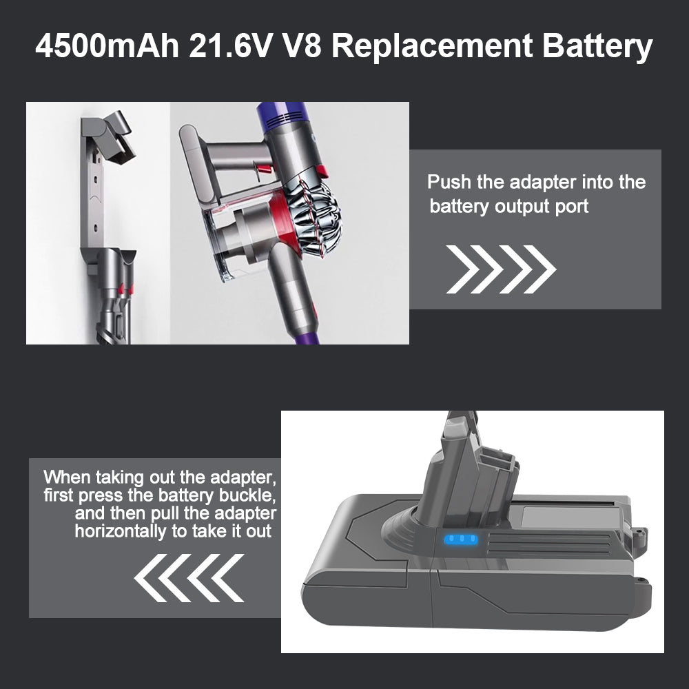 21.6V 6.0Ah V8 Battery Replacement for Dyson V8 Battery Li-ion V8 215681 967834-05 SV10 V8 Absolute V8 Animal V8 Motorhead V8 Fluffy V8 Cord-Free Handheld Vacuum