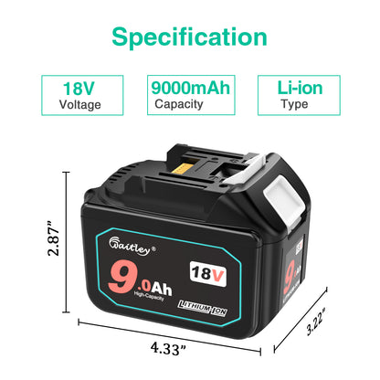 waitley 18V 9.0Ah Replacement Battery Compatible with BL1830 BL1840 BL1850 BL1860 BL1890 Lithium-Ion Battery Tools with LED Indicator