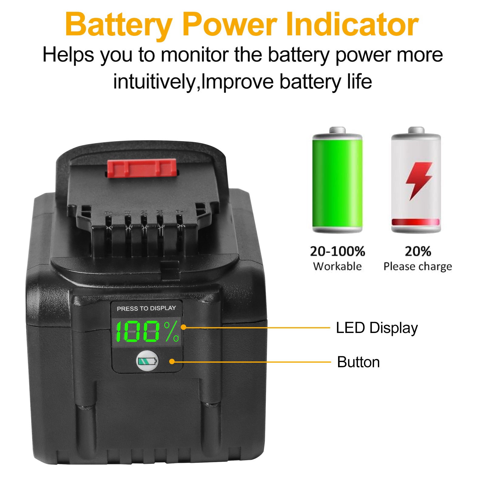 waitley 2 Pack 20V 9.0Ah DCB209 Replacement Battery Compatible with DCB200 20V DCD DCF DCG Series Cordless Power Tools with LED Indicator