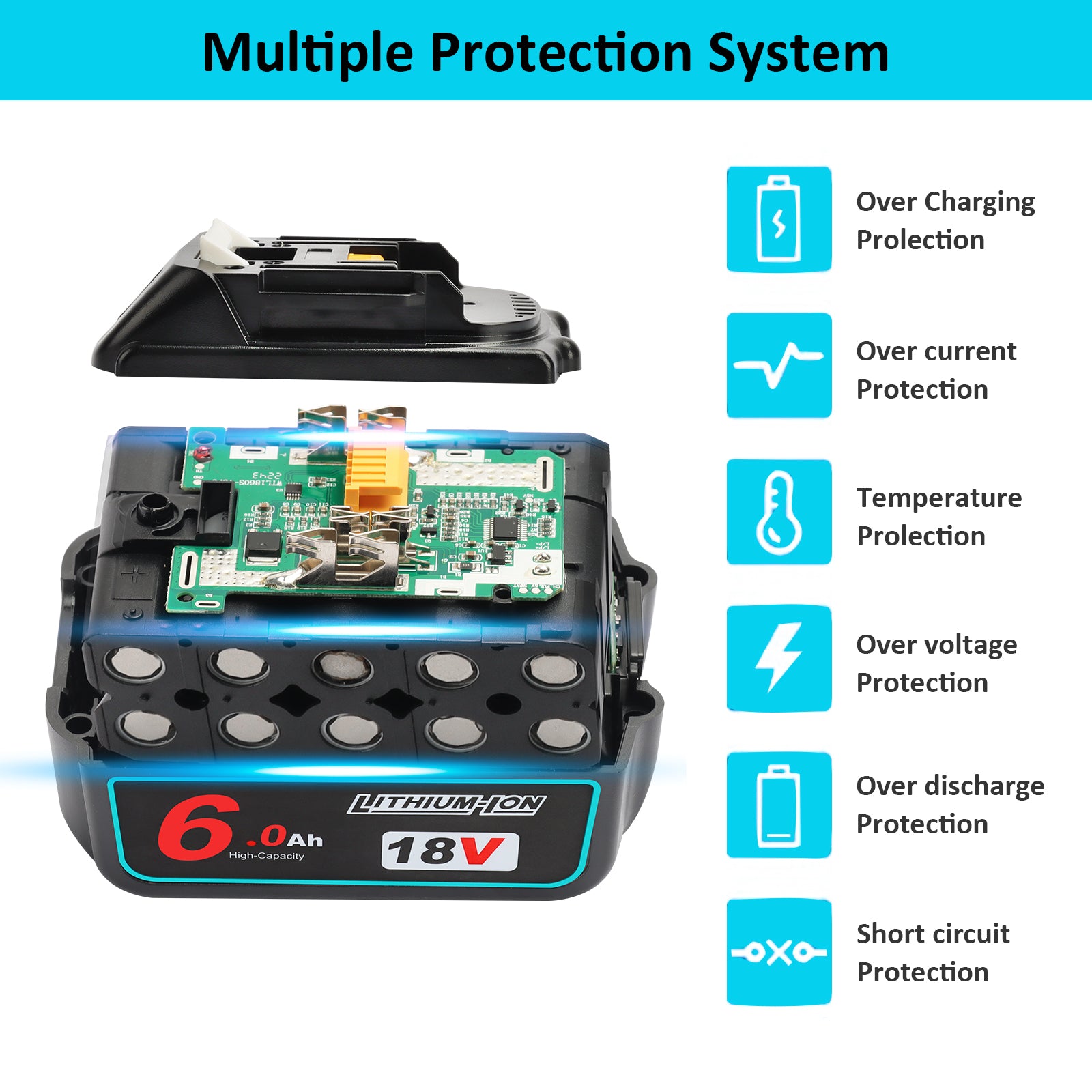 waitley 18V 6.0Ah Replacement Battery Compatible with Milwaukee 18v 6000mAh Lithium-Ion Battery Cordless Power Tools