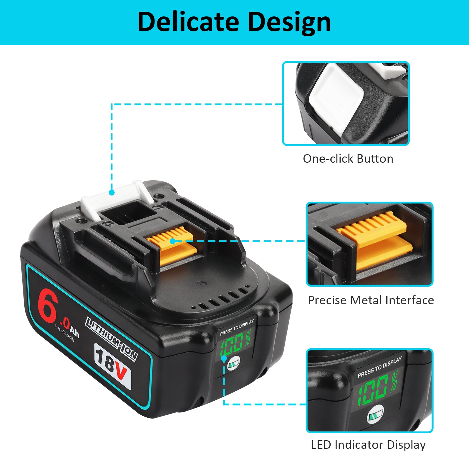 waitley 18V 6.0Ah Replacement Battery Compatible with Milwaukee 18v 6000mAh Lithium-Ion Battery Cordless Power Tools