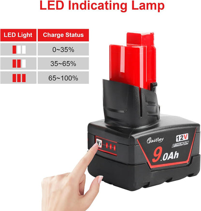 Waitley 12V 9.0Ah Battery Compatible with Milwaukee Power Tools
