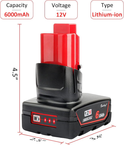 Waitley 12V 6.0Ah Battery Compatible with Milwaukee Power Tools