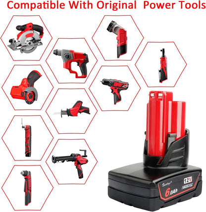 Waitley 12V 6.0Ah Battery Compatible with Milwaukee Power Tools
