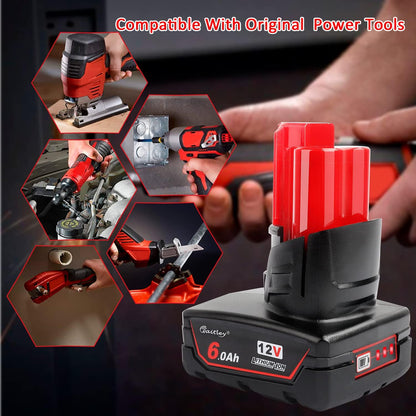 Waitley 12V 6.0Ah Battery Compatible with Milwaukee Power Tools