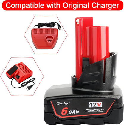 Waitley 12V 6.0Ah Battery Compatible with Milwaukee Power Tools