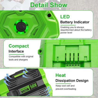 Waitley 56V 5Ah Battery Compatible with EGO Power Tools