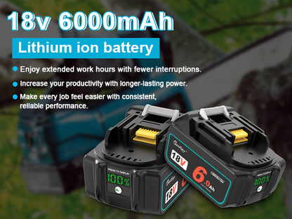 2 Packs Waitley 18V 6.0Ah Replacement Battery Compatible with Makita 18v 6000mAh Lithium-Ion Battery Cordless Power Tools