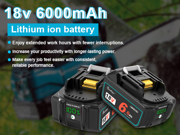 2 Packs Waitley 18V 6.0Ah Replacement Battery Compatible with Makita 18v 6000mAh Lithium-Ion Battery Cordless Power Tools