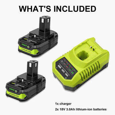Waitley 18V 3.0Ah 2-Pack Batteries with Charger Compatible with Ryobi ONE+ Tools