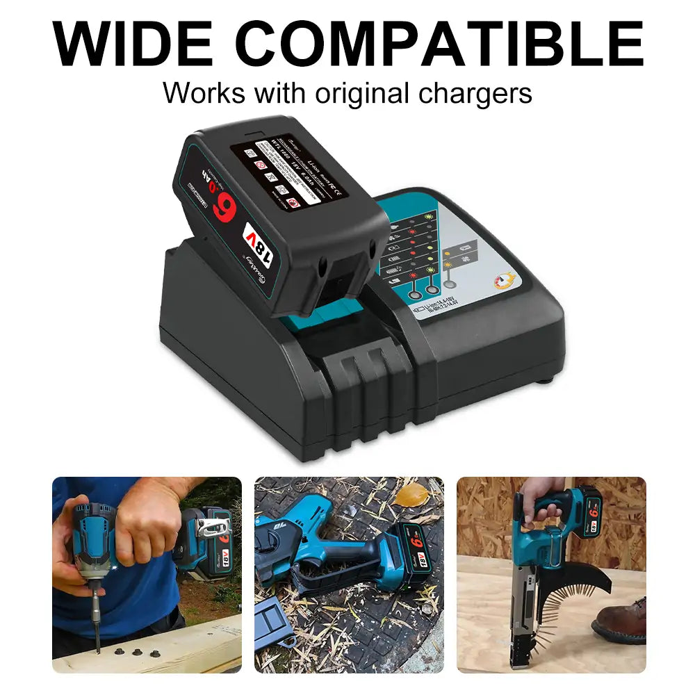 2 Packs Waitley 18V 6.0Ah Replacement Battery Compatible with Makita 18v 6000mAh Lithium-Ion Battery Cordless Power Tools