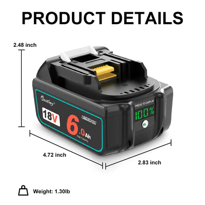 Waitley 18V 6.0Ah Replacement Battery Compatible with Makita Power Tools
