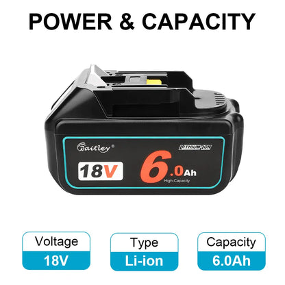 Waitley 18V 6.0Ah Replacement Battery Compatible with Makita Power Tools