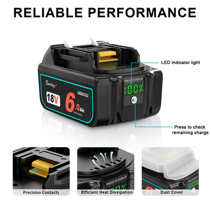 Waitley 18V 6.0Ah Replacement Battery Compatible with Makita Power Tools