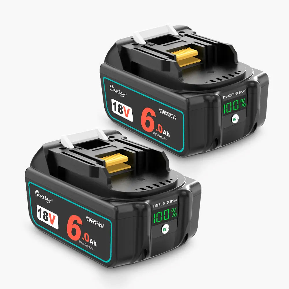 2 Packs Waitley 18V 6.0Ah Replacement Battery Compatible with Makita 18v 6000mAh Lithium-Ion Battery Cordless Power Tools