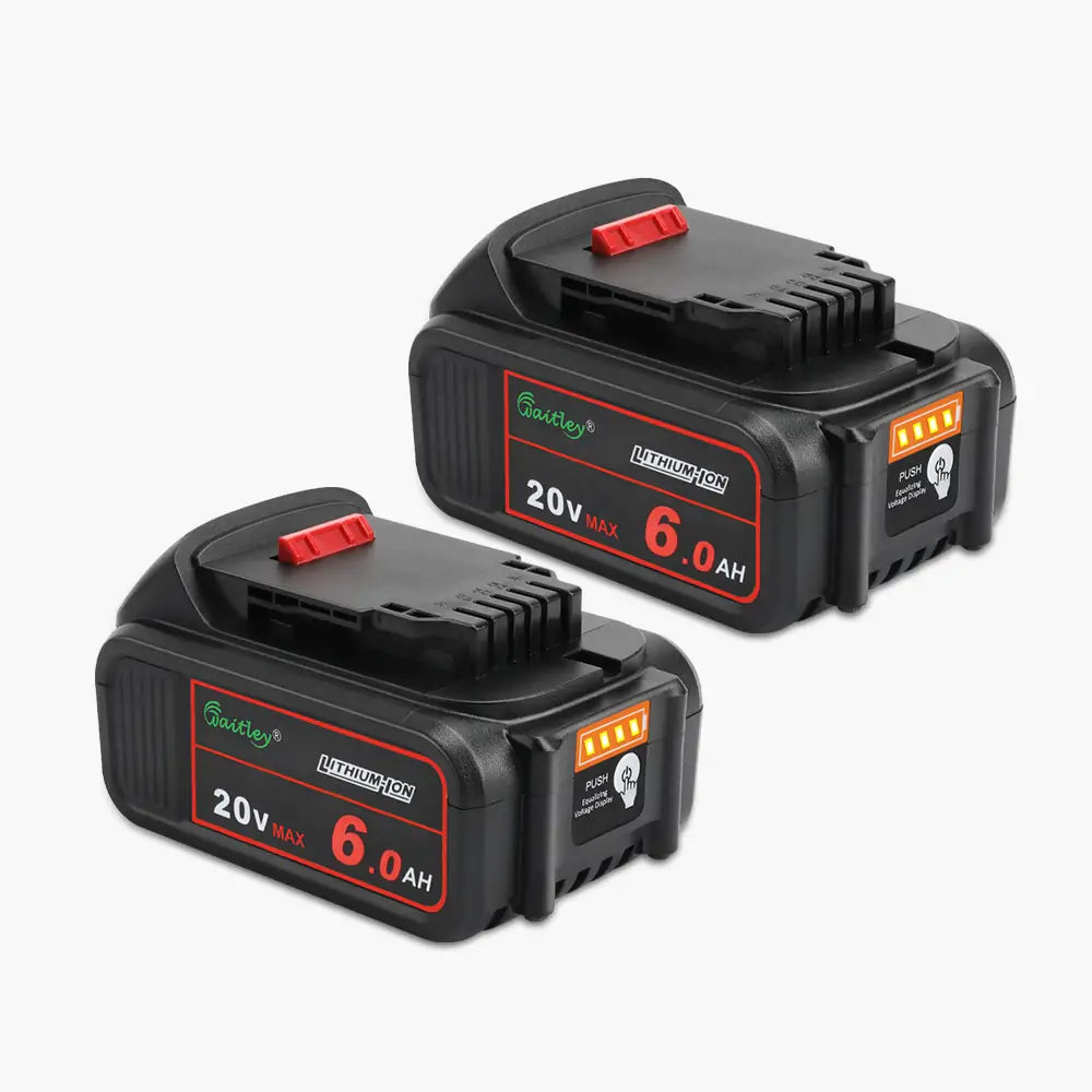 Waitley 2 Pack 20V 6.0A Replacement Battery Compatible with Dewalt DCB200 DCD DCF DCG Series Cordless Power Tools