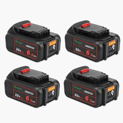 Waitley 20V 6.0Ah replacement battery compatible with DEWALT power tools-4 pack