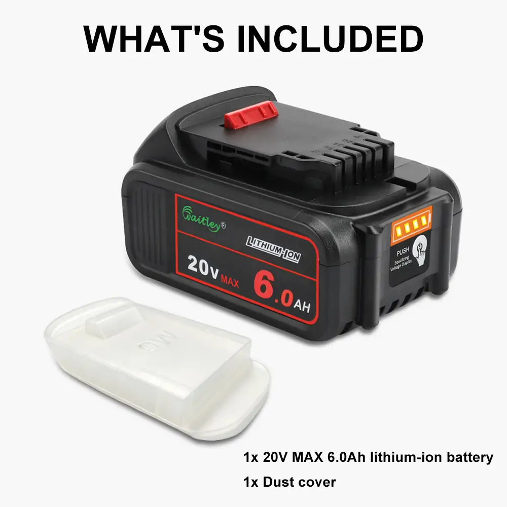 Waitley 20V 6.0Ah replacement battery and packaging