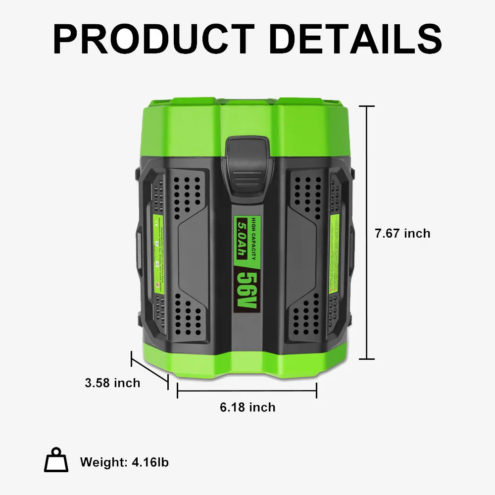 Waitley 56V 5Ah Replacement Battery Compatible with EGO Power Tools