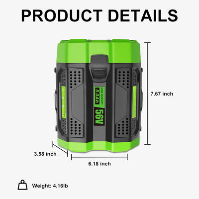 Waitley 56V 5Ah Replacement Battery Compatible with EGO Power Tools