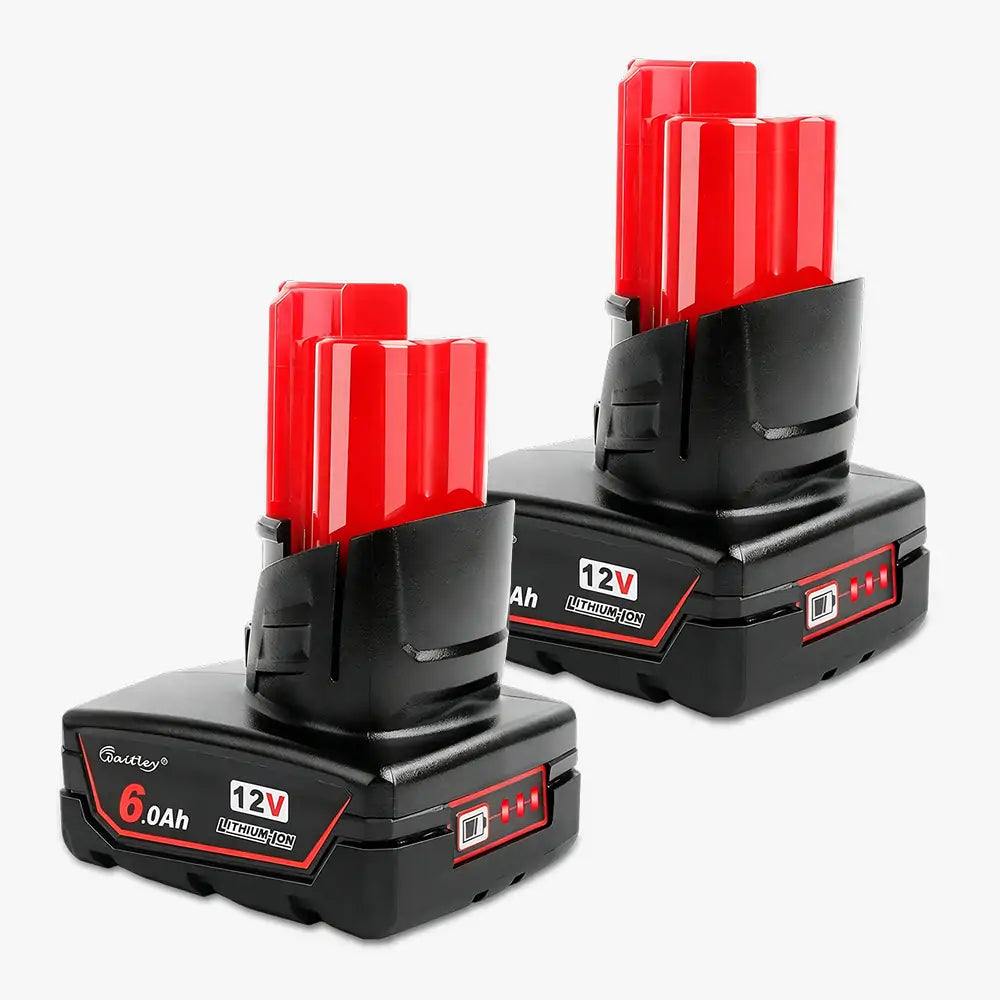 waitley 2 Pack 12V 6A Replacement Battery Compatible with Milwaukee 6.0Ah Power Tools