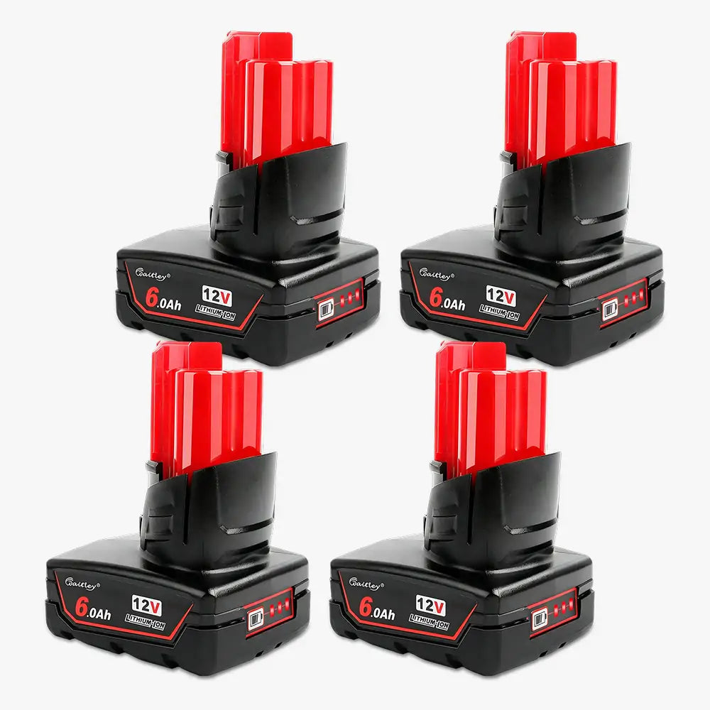 Waitley 12V 6.0Ah Replacement Battery Compatible with Milwaukee Power Tools-4 pack